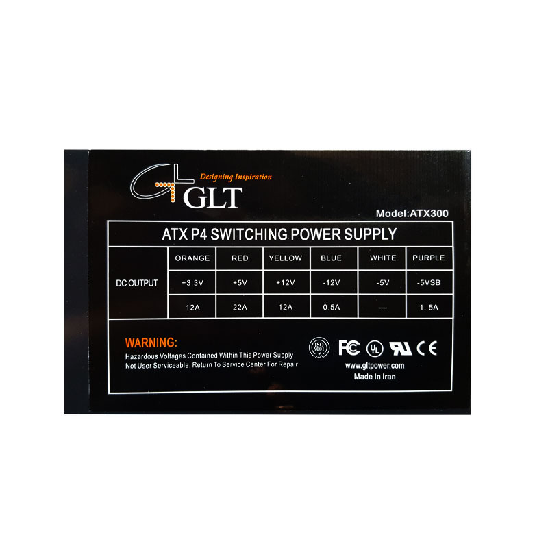 منبع تغذیه کامپیوتر جی ال تی مدل GLT ATX 300 REAL - Image 2