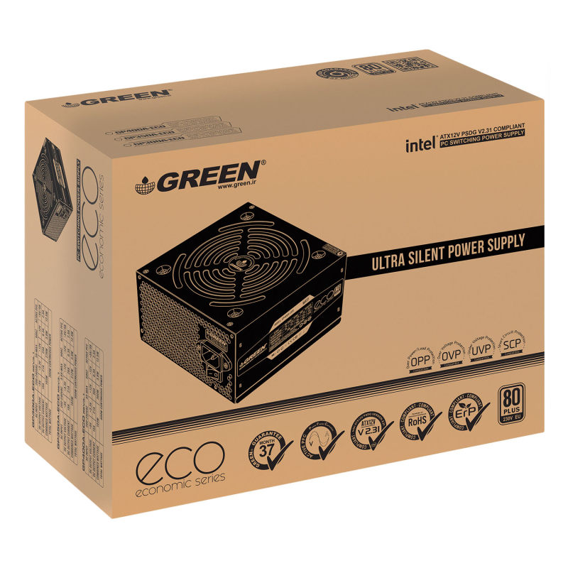 منبع تغذیه کامپیوتر گرین مدل GREEN GP300A-ECO Rev3.1 - Image 2