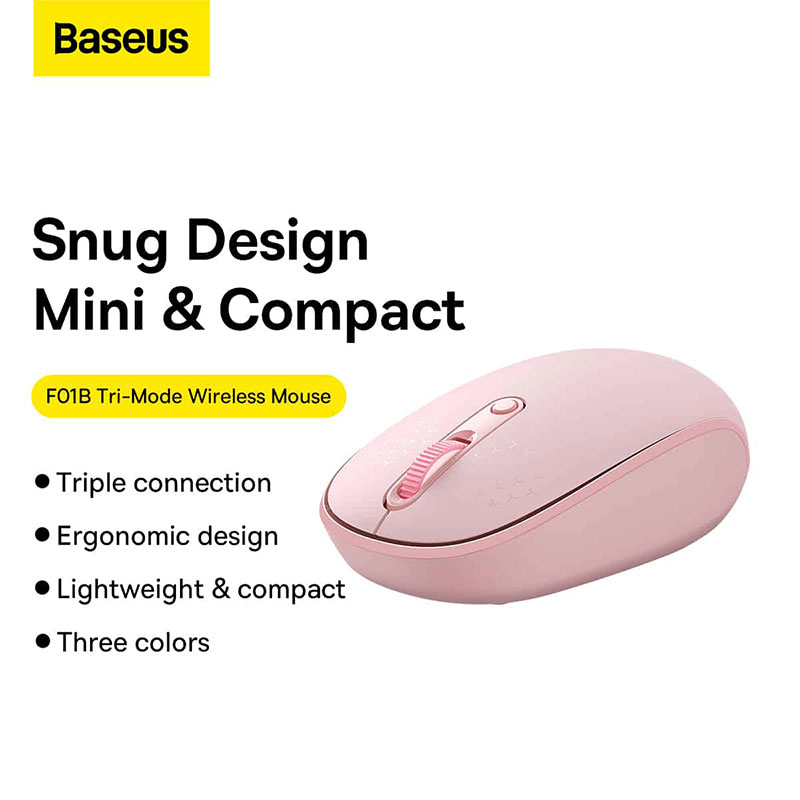 ماوس بی سیم بیسوس مدل Baseus F01B Tri-Mode رنگ صورتی - Image 4